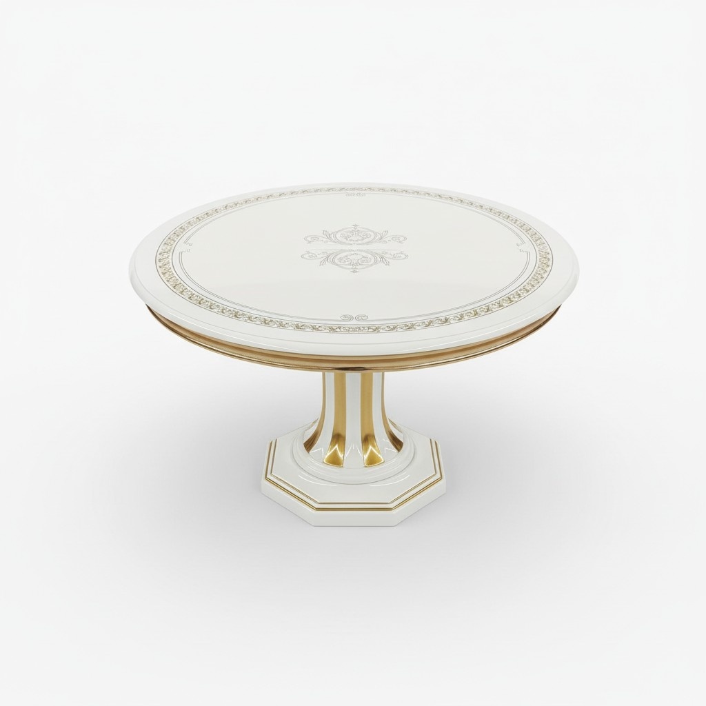 Living/dining room luxury rococo style round gloss side coffee table, italian furniture