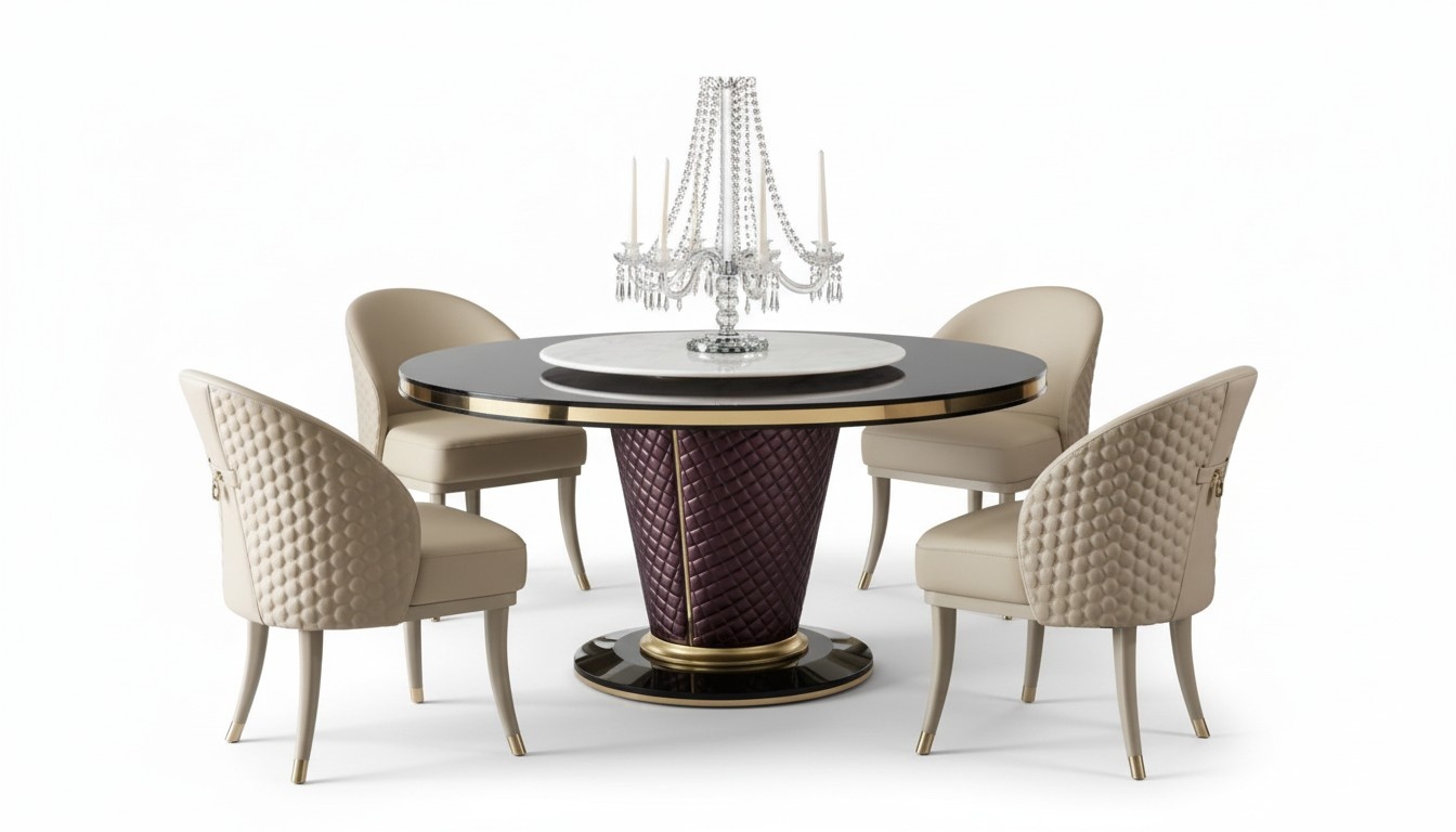 Design Dining Table Round Table 6 Chairs Dining Set Chair Group Wood