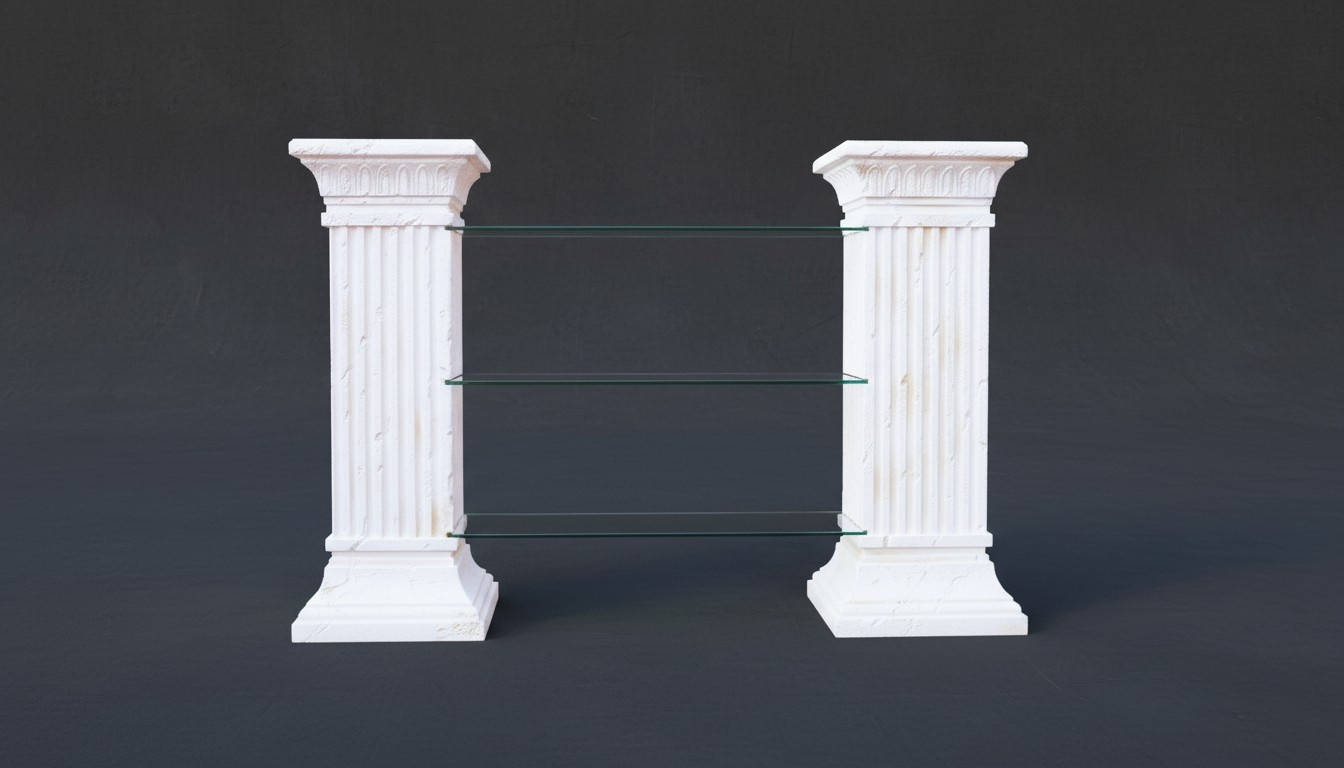 Decorative side columns in antique Greek order style with natural ageing for 3-glass shelves, model - 1842