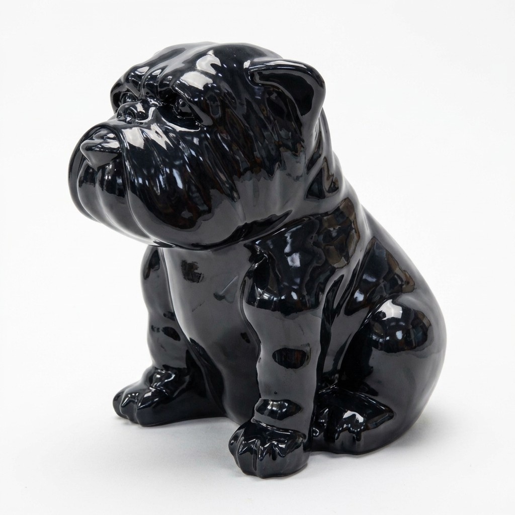 Full black colored gloss decorative design sitting puppy sculpture 60cm