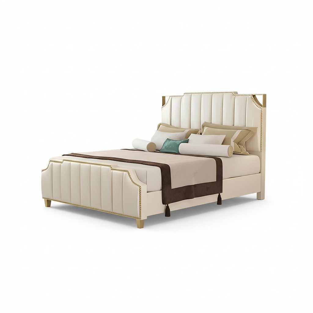 Design double bed hotel luxury bedroom 180x200cm leather beds upholstery