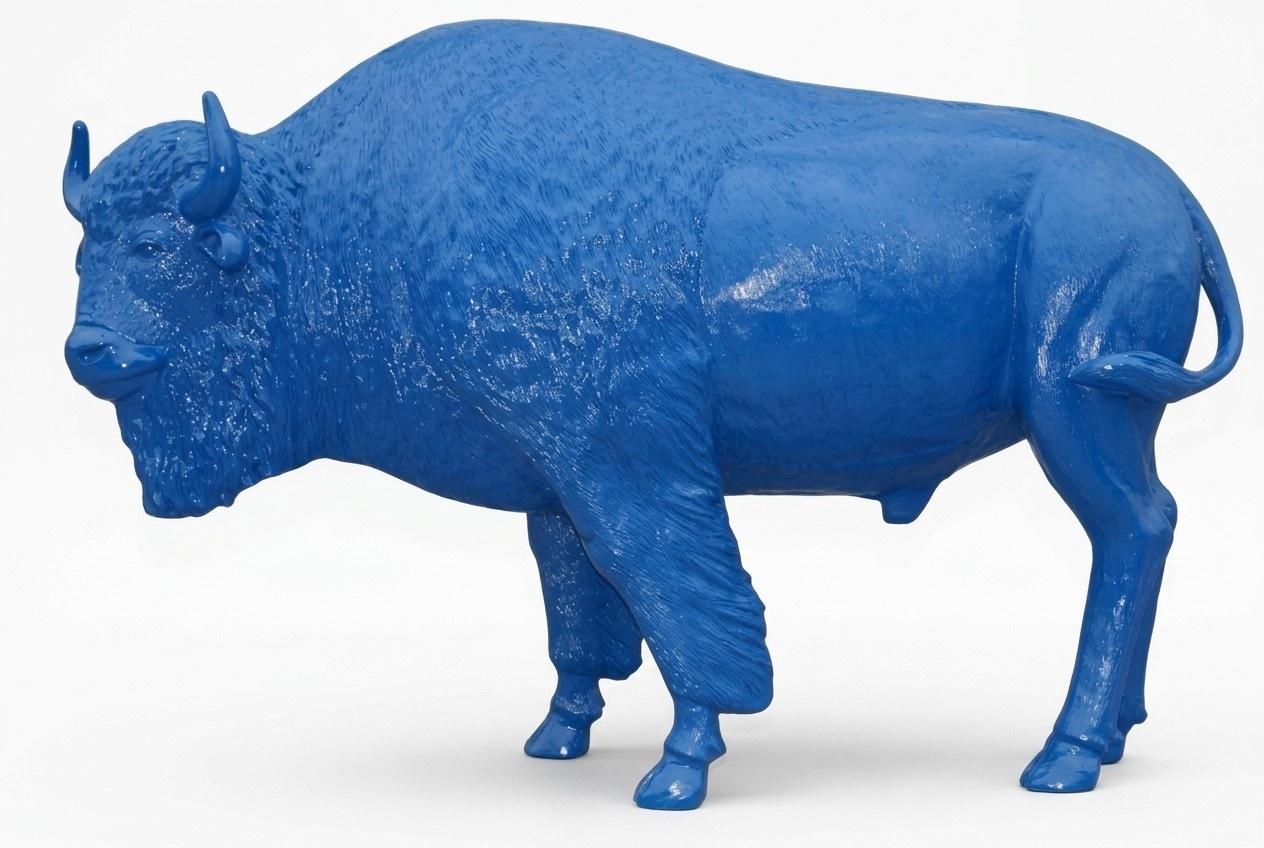 Full blue painted decorative buffalo figure sculpture 270x180cm sizes