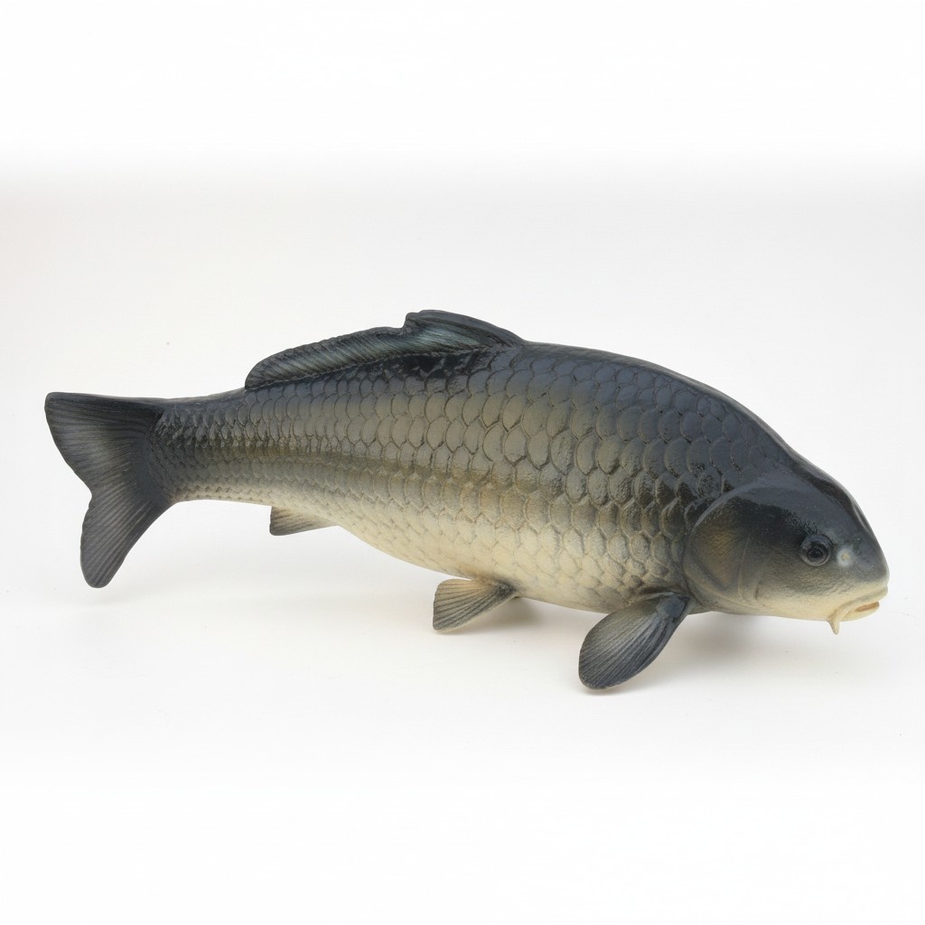Decorative sculpture designed as original colored gloss dark fish 27 x 65cm
