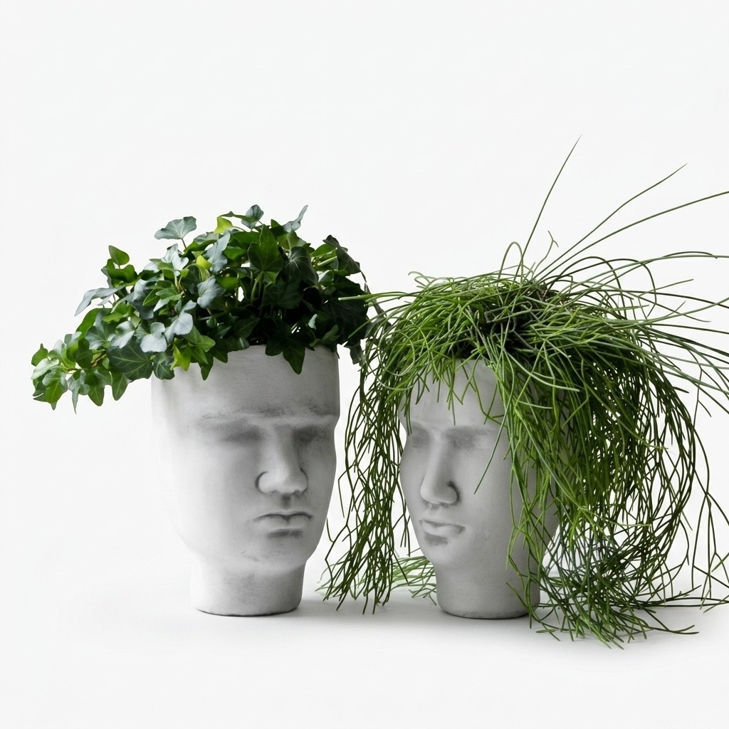 Design Flower Pot Top Planter Vessel Pots Figure Face Sculpture S204026