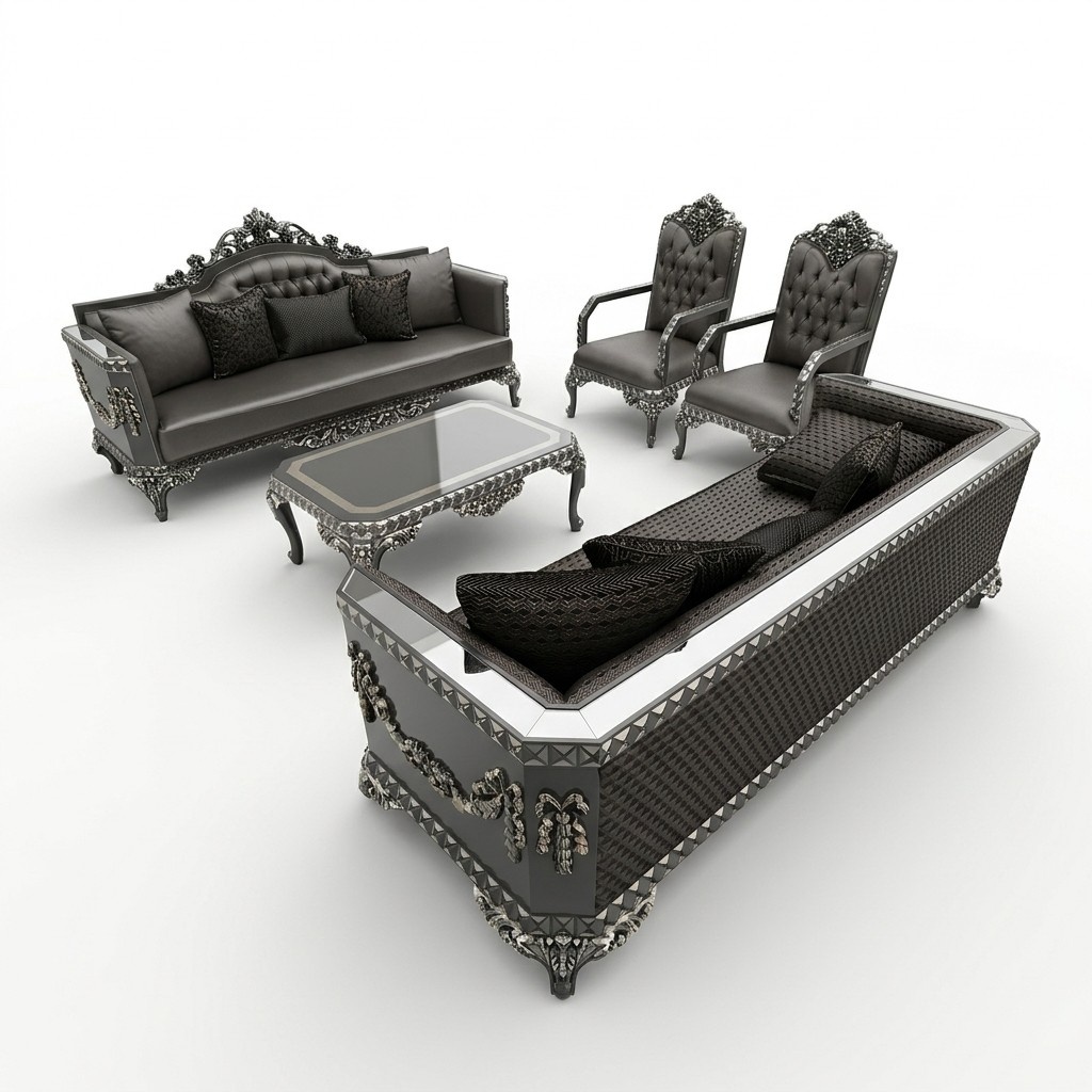 Design Furniture Living Room Sofa Set 2x Sofa + 2x Armchair + Coffee Table