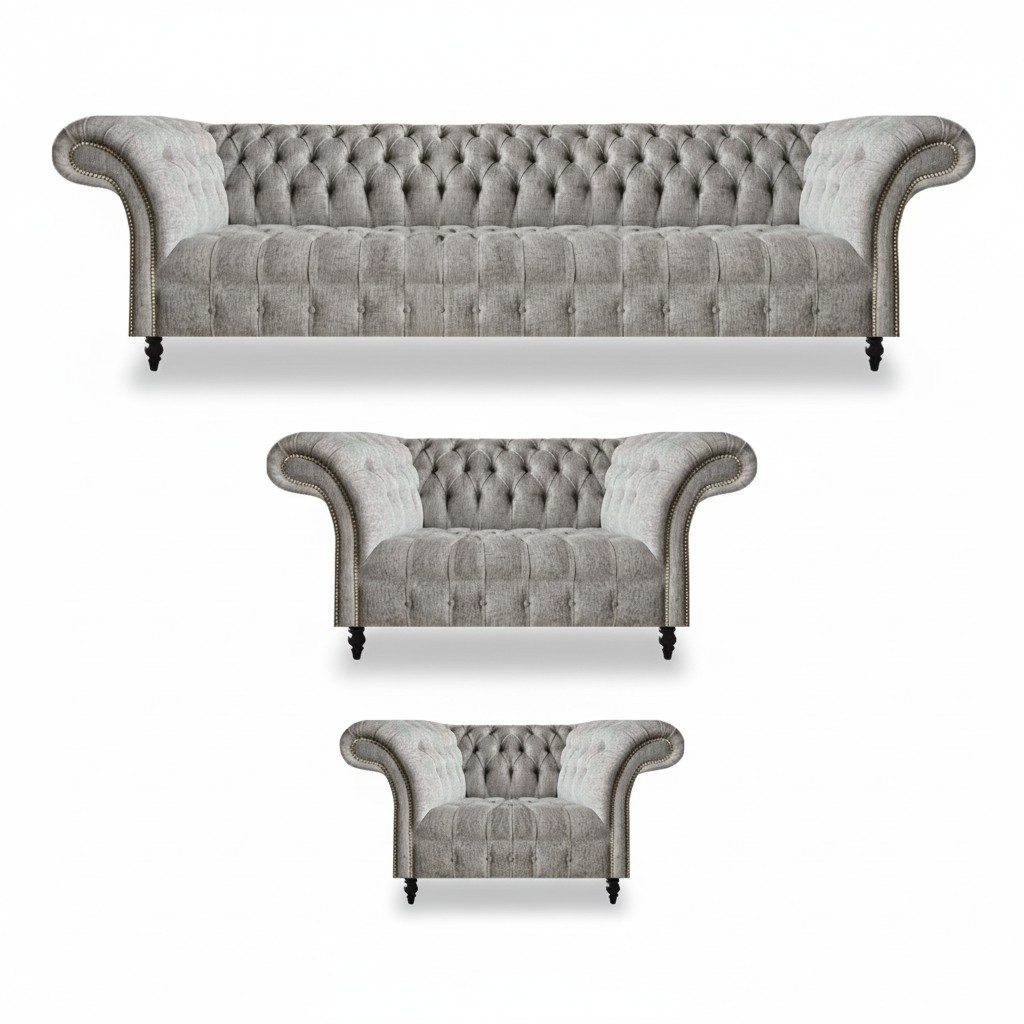 Design furniture set 3 pieces complete Chesterfield sofa set luxury living room