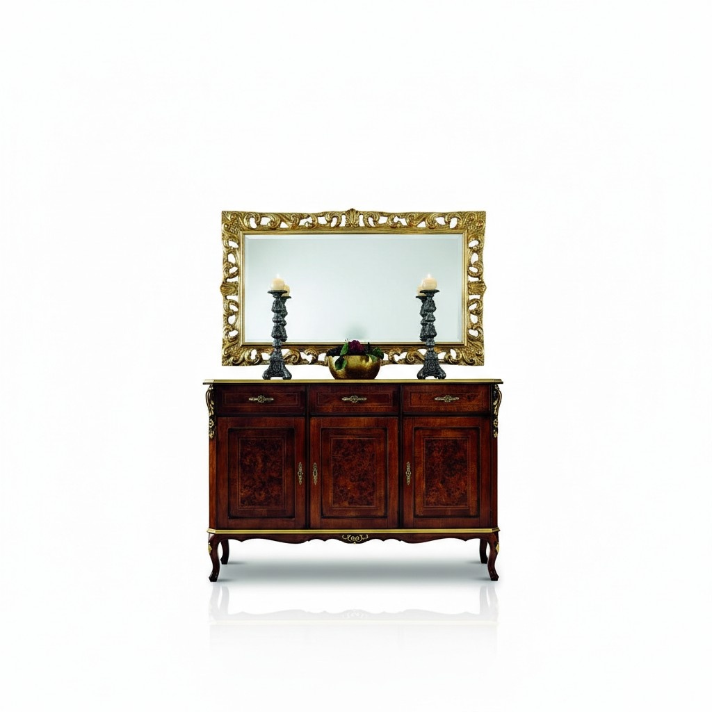 Design furniture style baroque 2-piece chest of drawers mirror wood Italian style designer