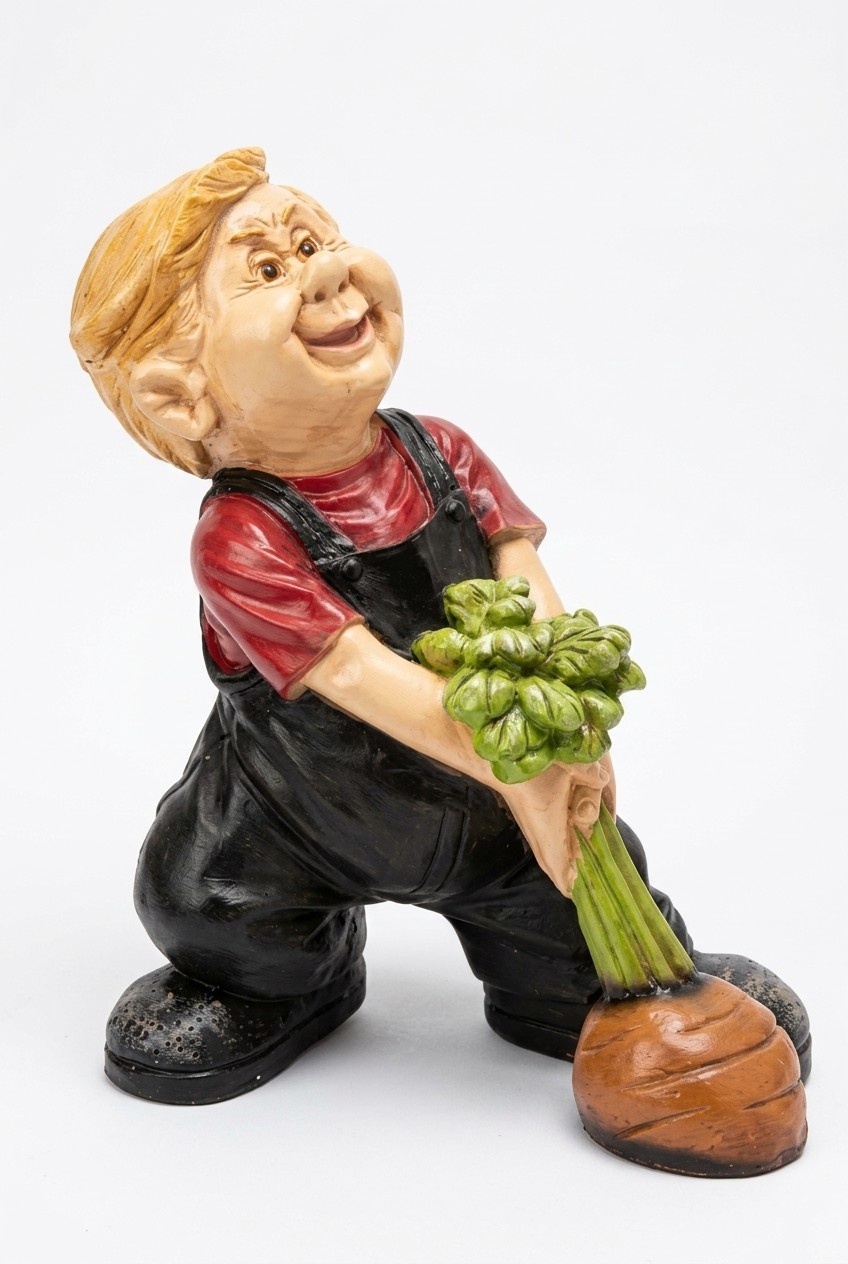 Decorative sculpture designed as boy with a carrot 65cm b163