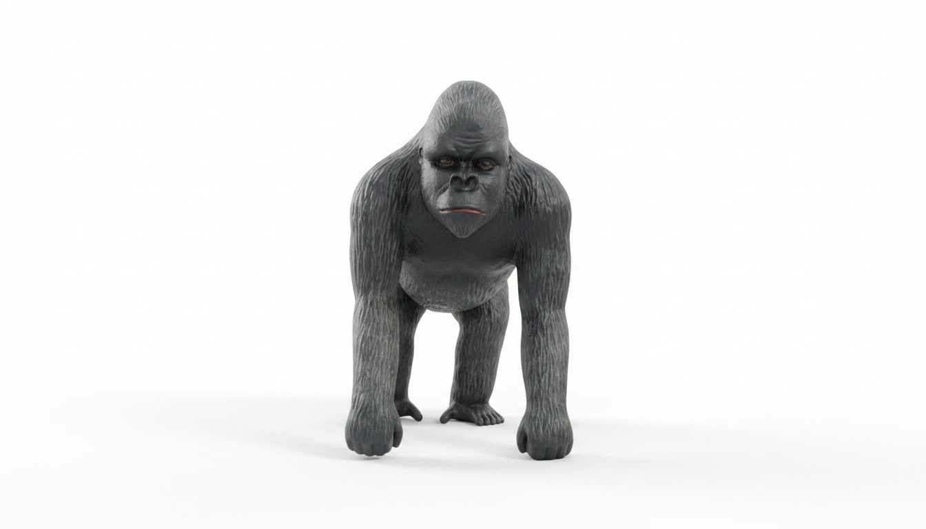 Massive garden decorative sculpture designed as a natural full black colored gorilla figure 78x70x45cm