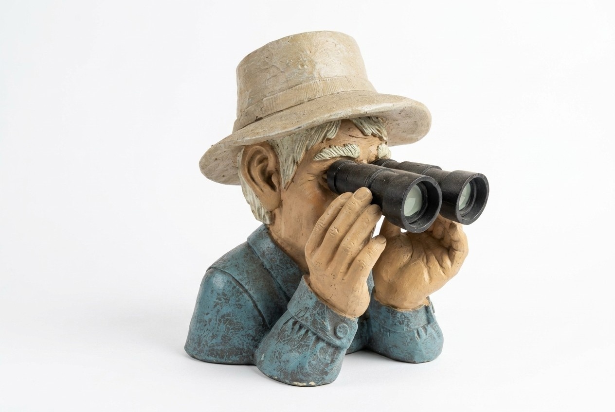 Decor figure designed as an adult looking through binoculars 35x25cm