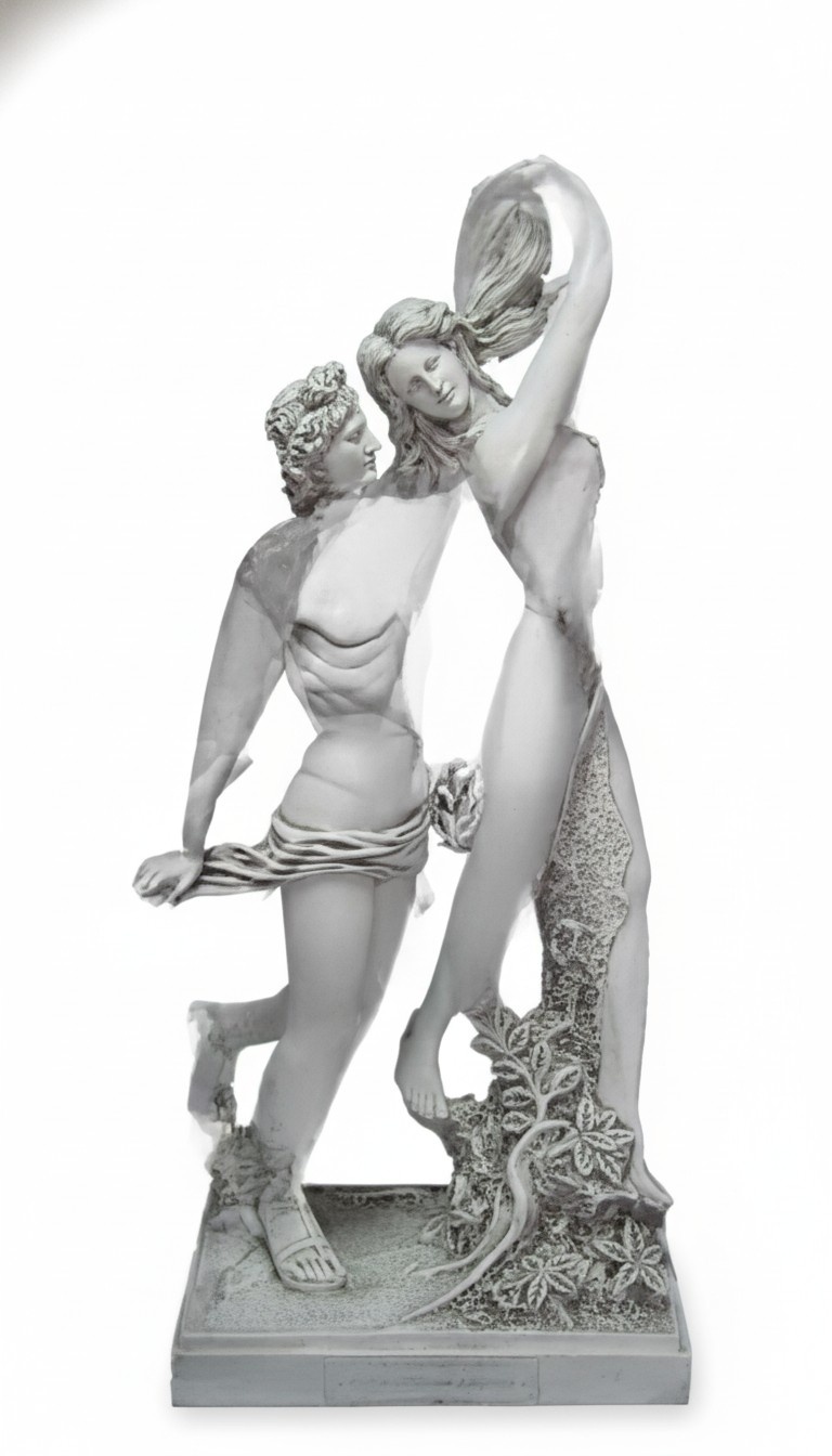 Full white colored classic style decor figure of a semi-naked lovely couples 121cm