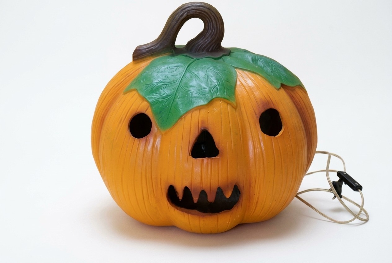 Decor lighting designed as a dark orange halloween pumpkin 40x46cm