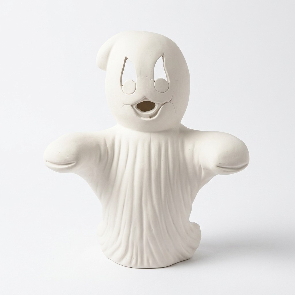 Decor halloween figure of a white cartoon ghost 39cm