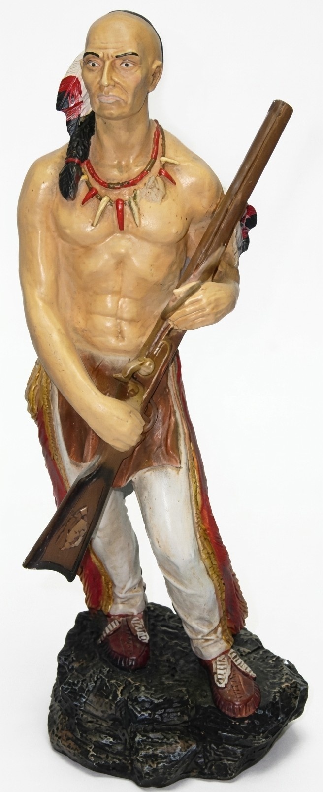 Semi-naked red indian guardian deco figure in an original colours 77cm