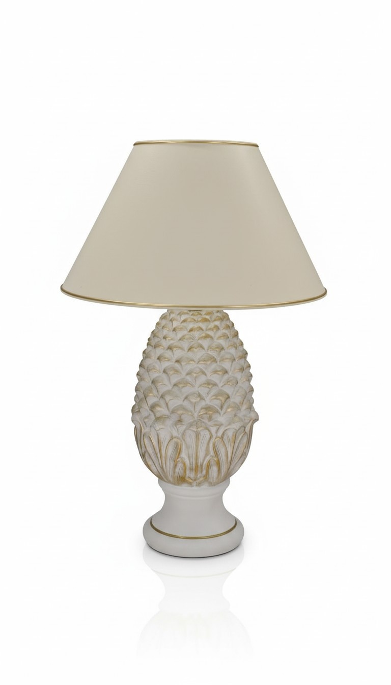 Antique style design artichoke figure stucco/acrylic material table lamp XXL 72cm new