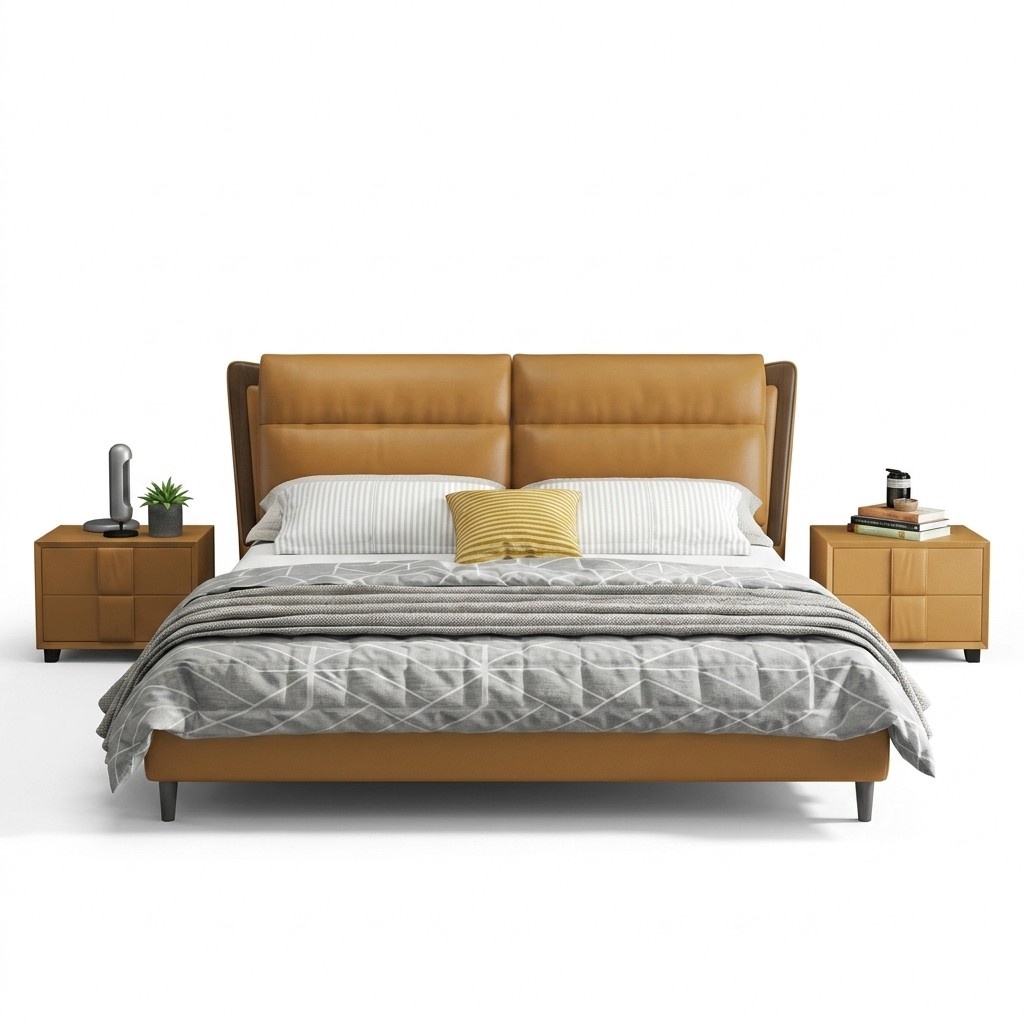 Design leather bed luxury upholstered beds double bedroom 180x200