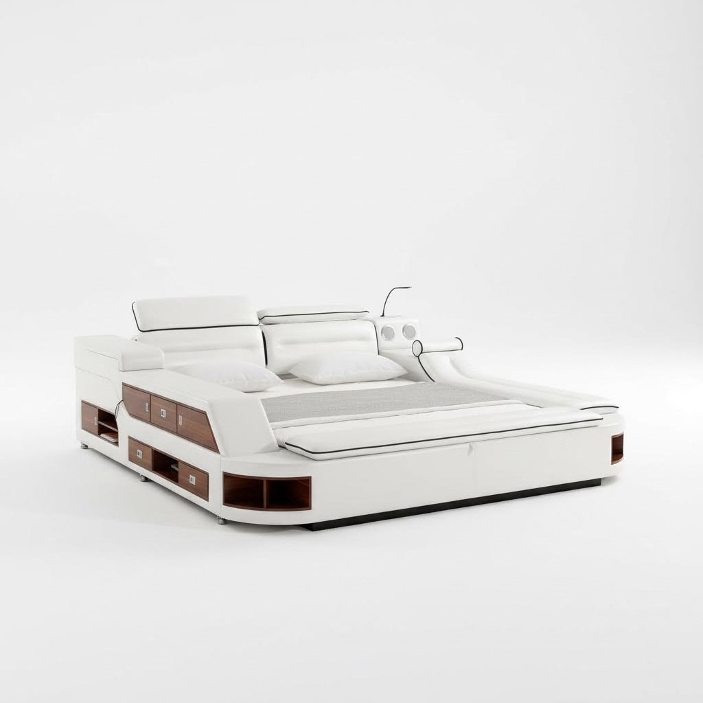 Design Leather Beds Hotel Double Storage Massage Table Multifunction Bed Luxury