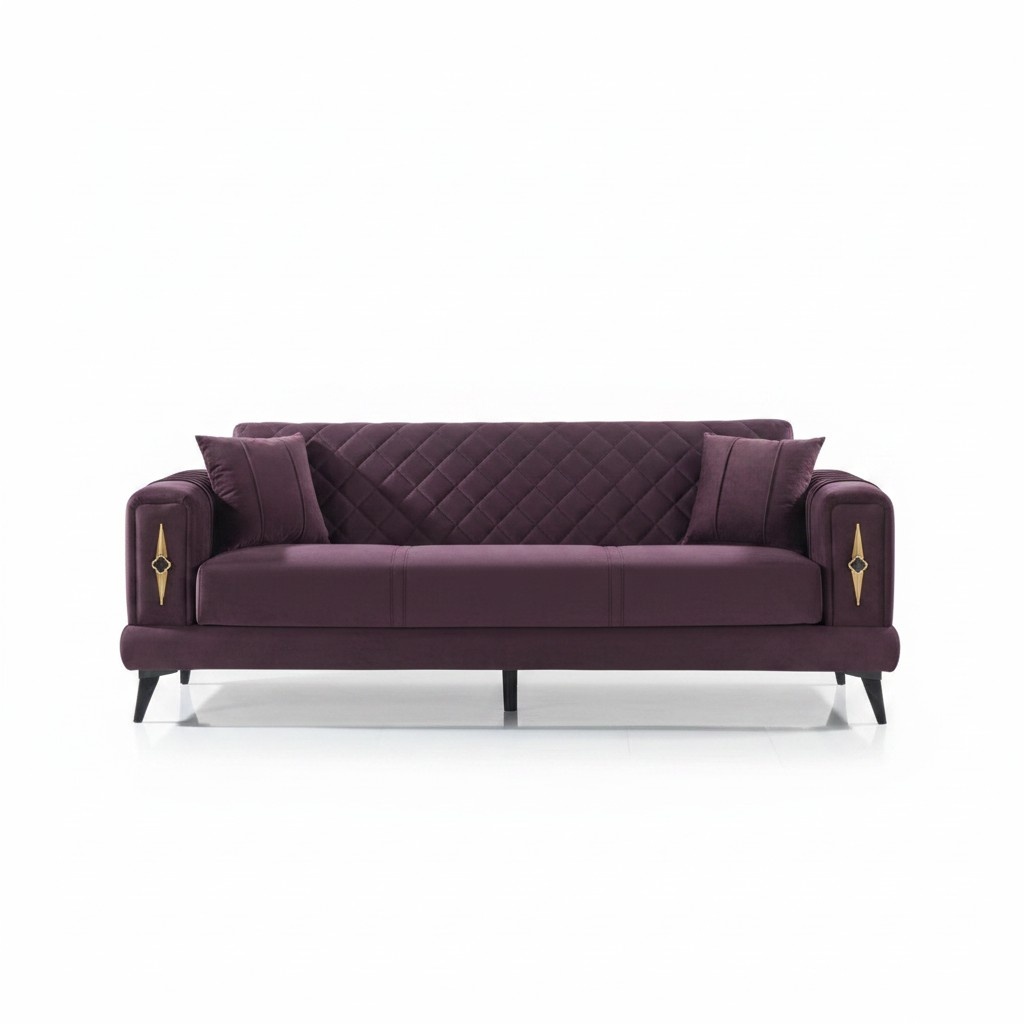 Design Lila Sofa 3-Seater Living Room Textile Upholstered Furniture Modern Three-Seater Sofa