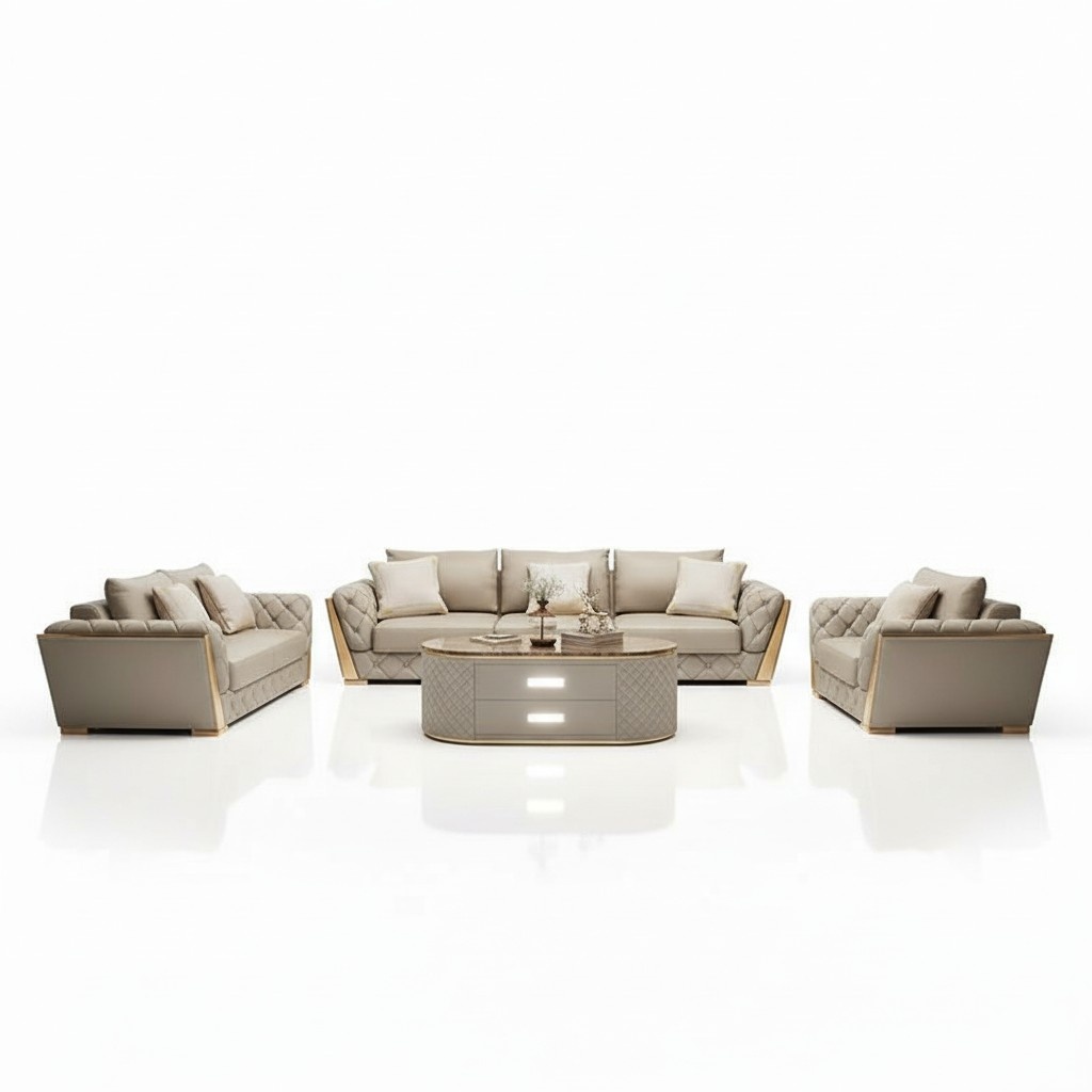 Design living area sofa set 3 + 2 seater leather sofa living room Chesterfield