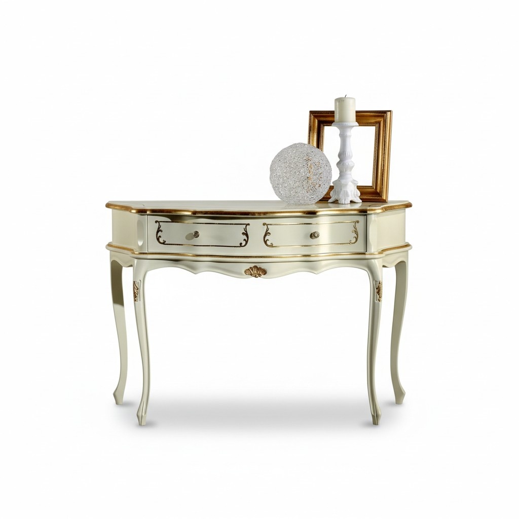 Design Furniture Style Baroque Luxury Console Table White Wood Italian Table Tables