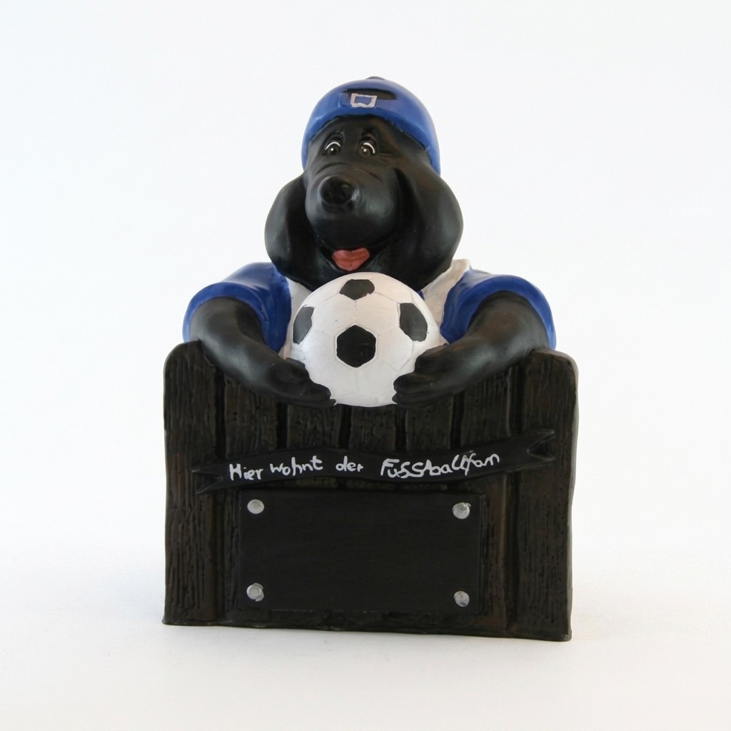 Decorative sculpture designed as a black colored mole with a ball on on a fence 45cm