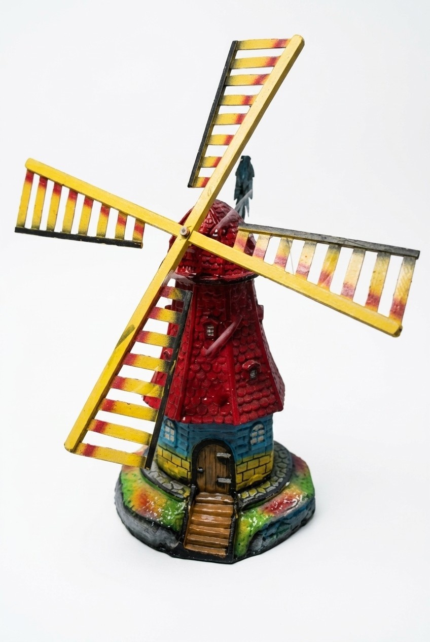 Decor figure designed as a brick mill in a ukrainian flag colors 94cm