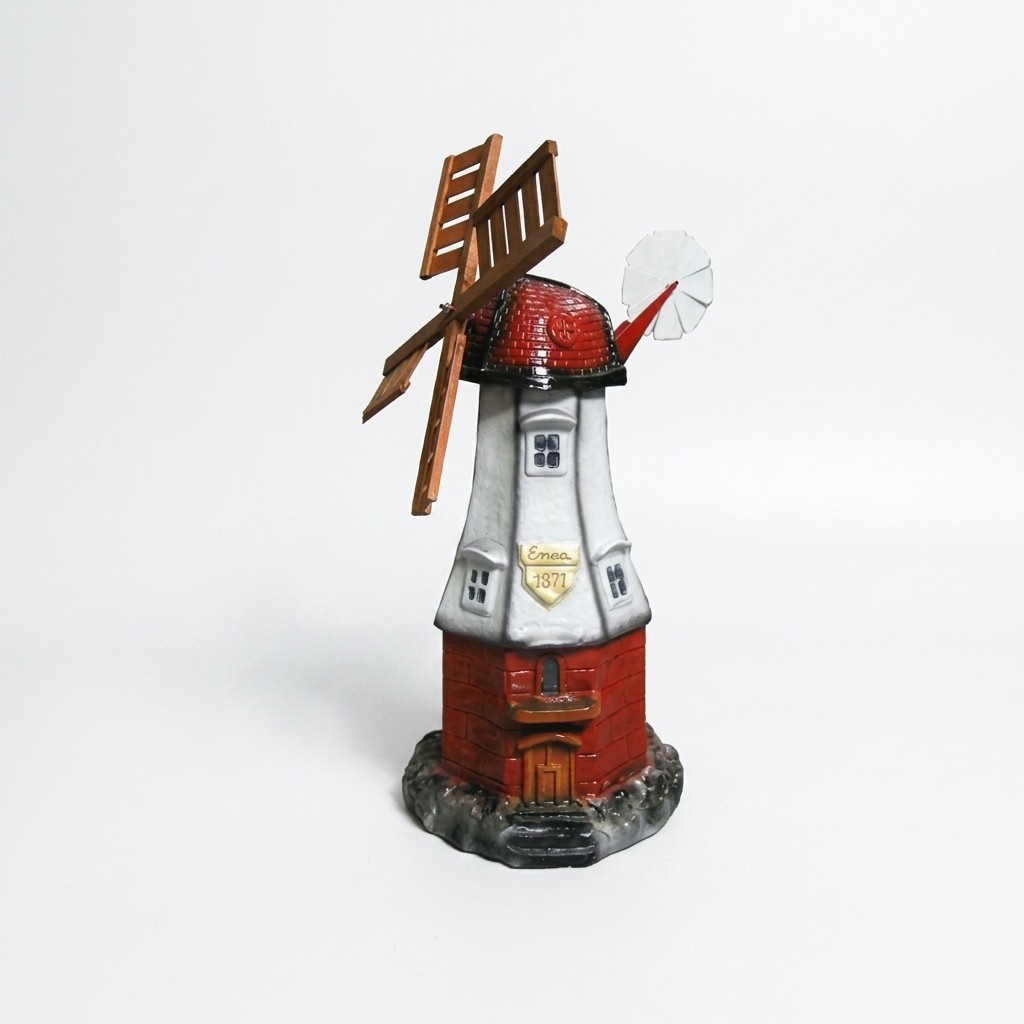 Decorative sculpture designed as an original white red colored mill 73cm