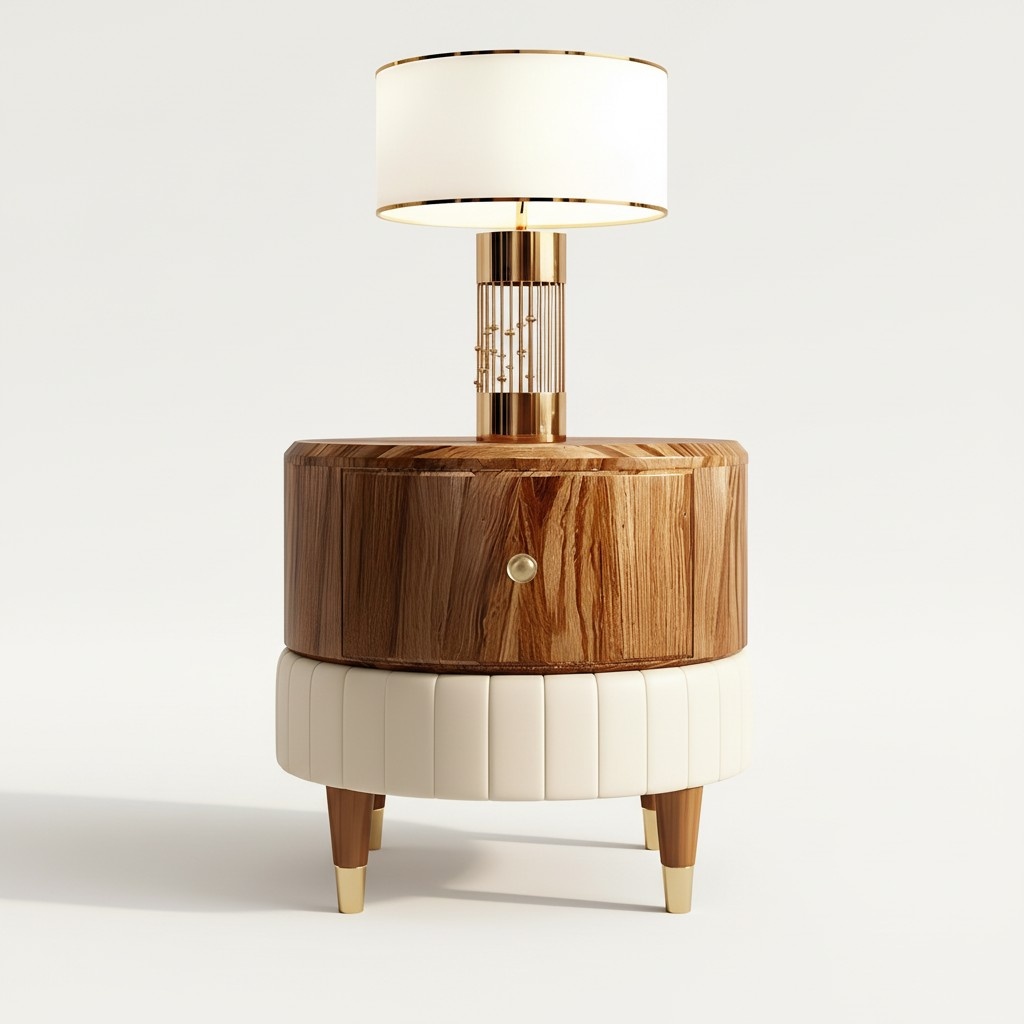 Design modern coffee table side table sofa living room table leather design Ф50x55