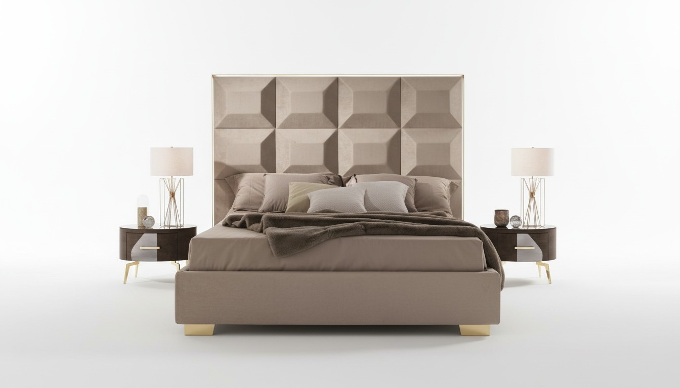 Design modern luxury bedroom bedside table beds bed 3 pieces. bedroom set