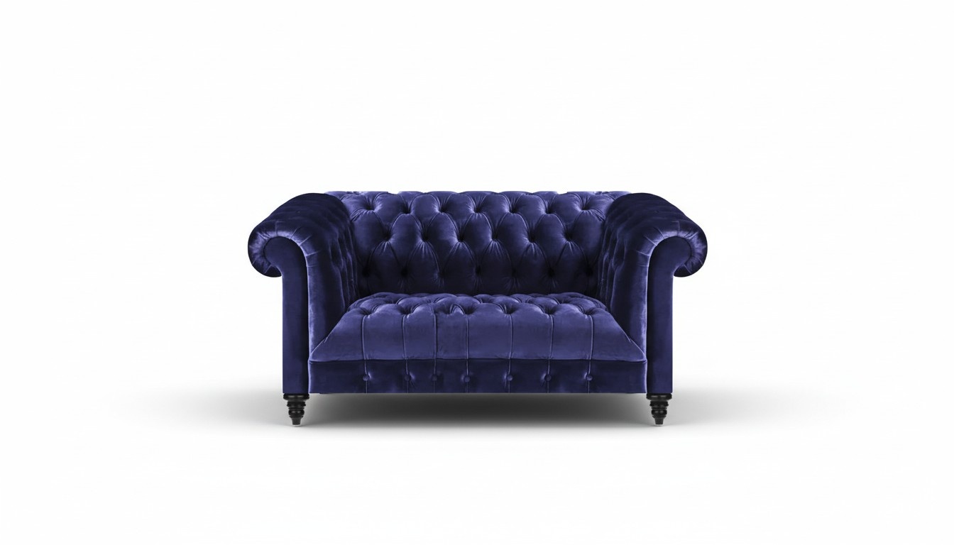 Design Modern Sofa Two Seater Couch Chesterfield Blue Living Room Furnishings