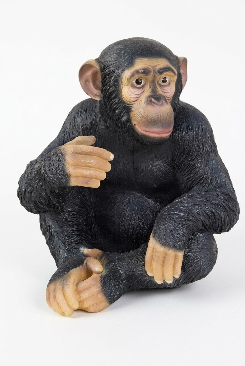 Black original colored decorative garden sculpture designed as a sitting monkey 51x46x40cm