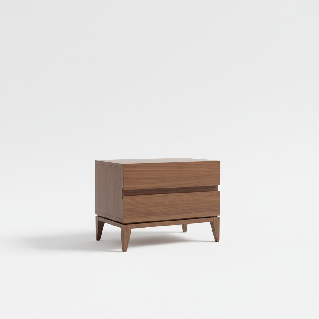 Modern style designer bedside table made of real wooden frame with 2-sliding drawers