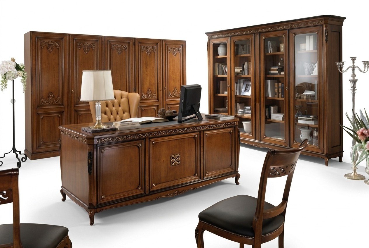 Design office table, desk, chair, furniture, table, chair, 2 pieces. solid wood