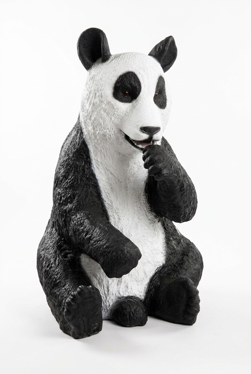 Natural black white colored decorative sculpture designed as a sitting panda 135x80x85cm
