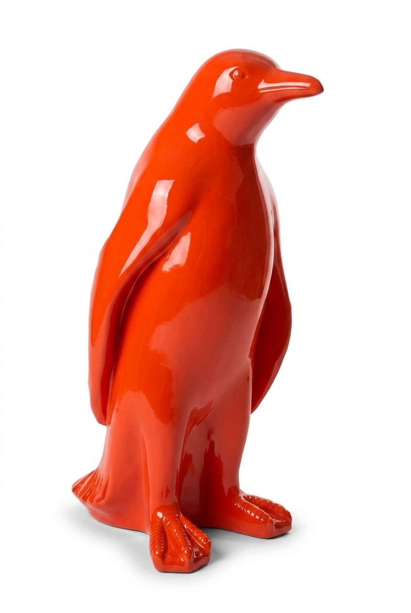 Design full red colored gloss red penguin decorative sculpture 120cm height