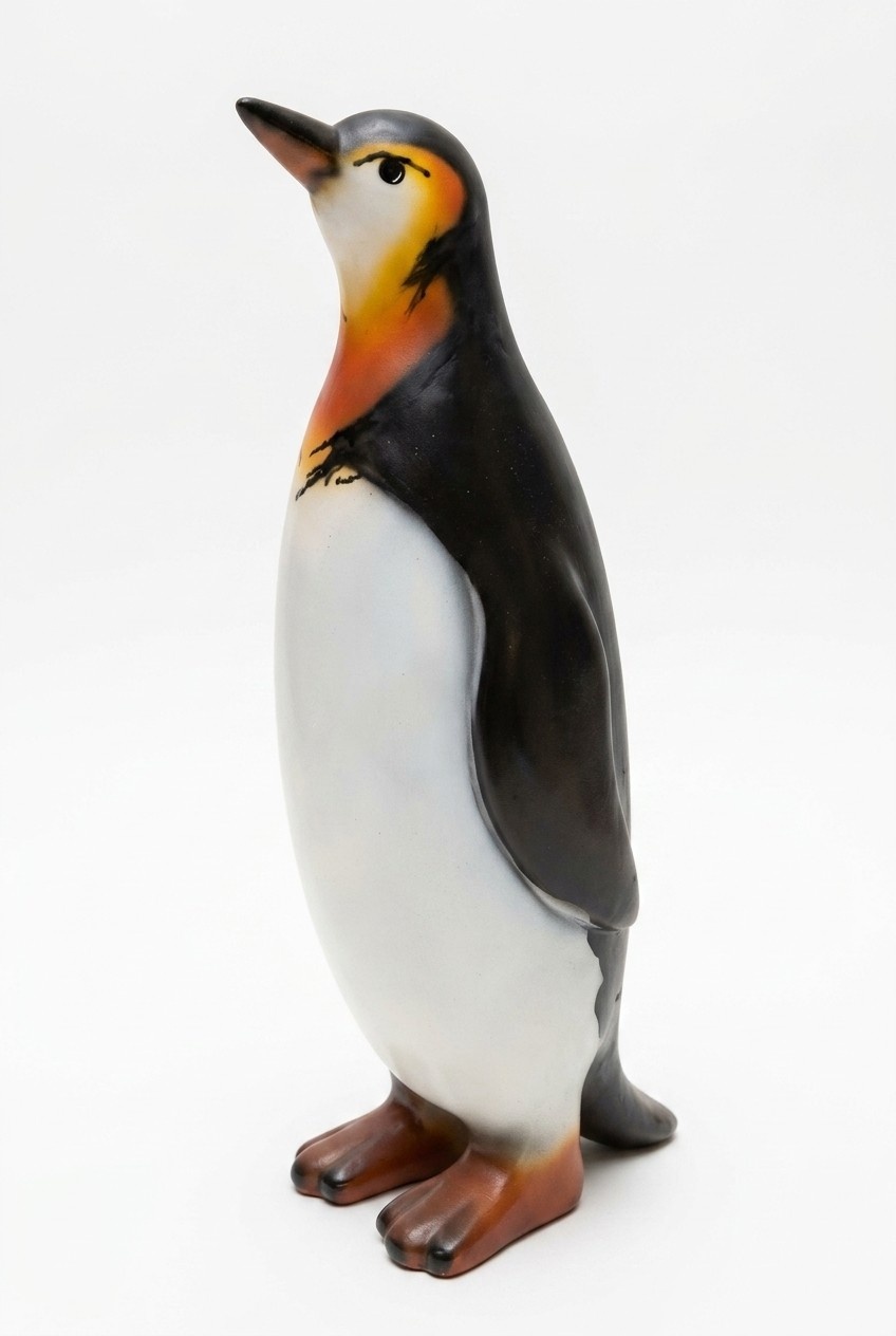 Original colored decorative garden sculpture designed as a standing penguin 60cm height