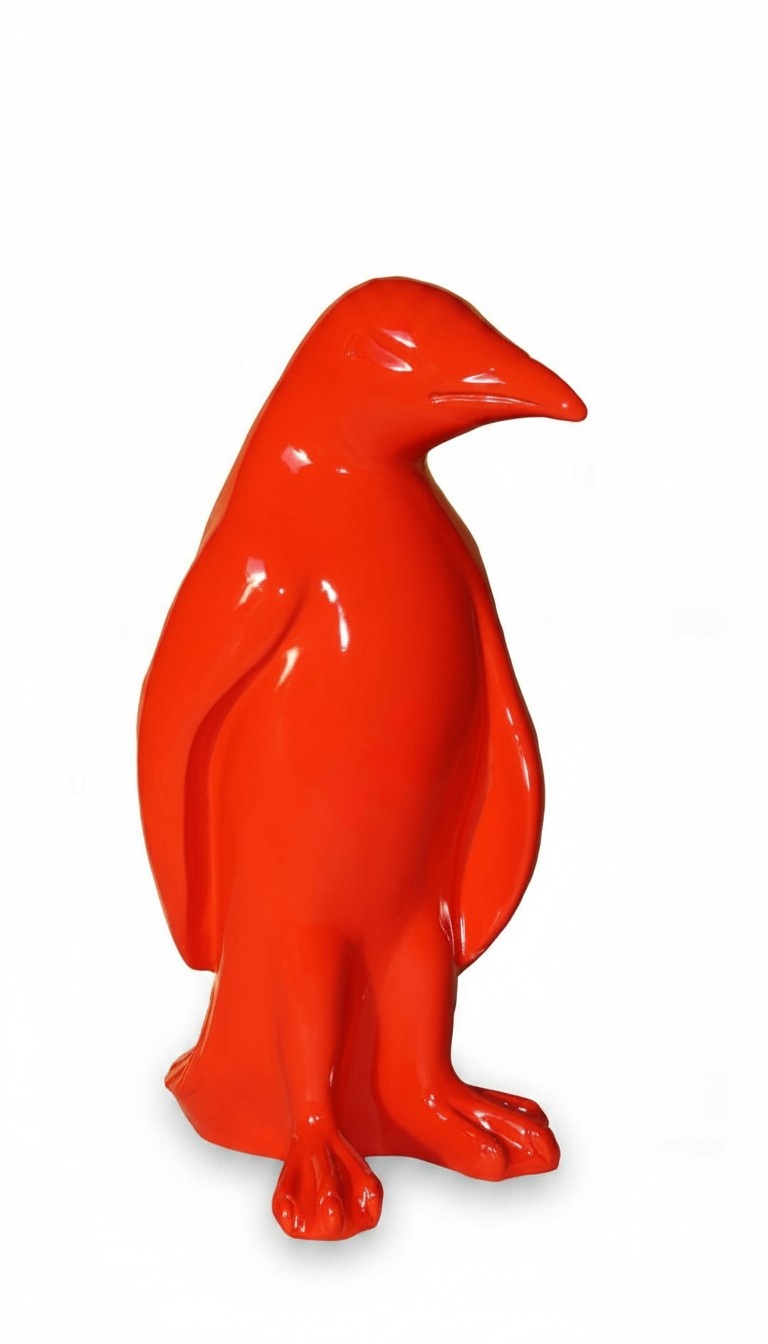Design full red colored gloss red penguin decorative sculpture 95cm height