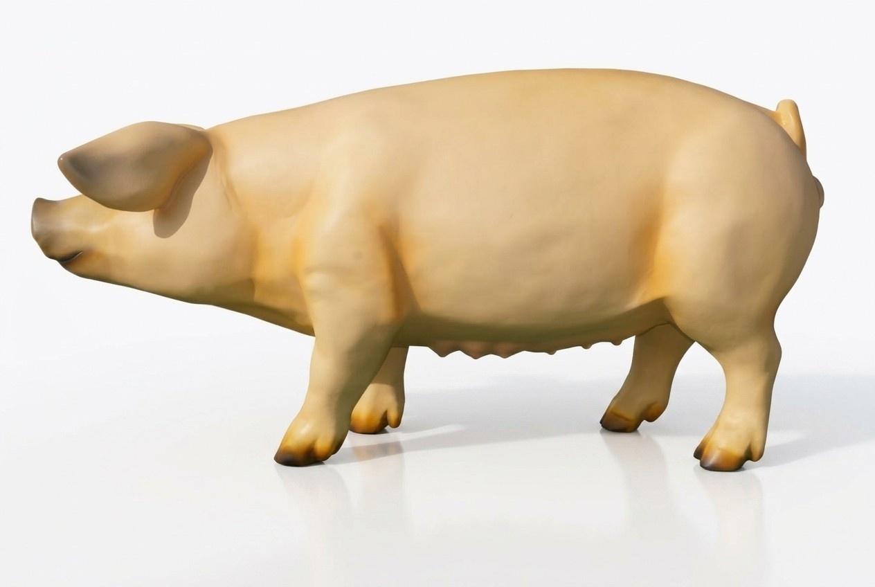 Decorative garden figurine designed as fat pig figure 150cm length c838