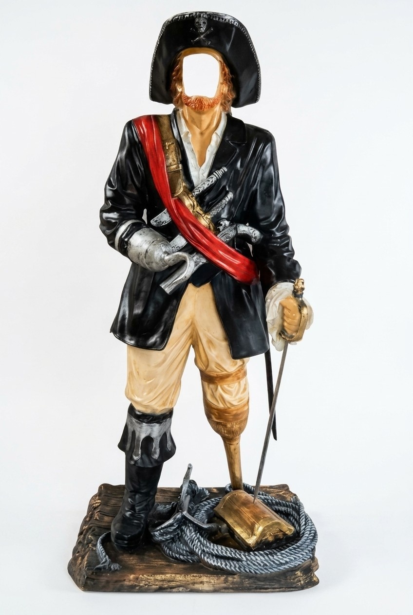 Decorative garden figure designed as pirate figurine with face hole 195cm height B438