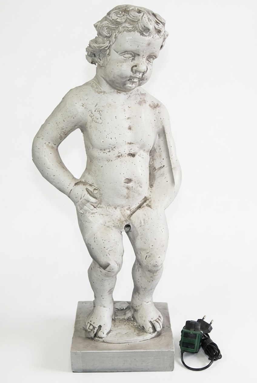 Decorative pond pump designed as a bronze colored naked boy figure 66cm