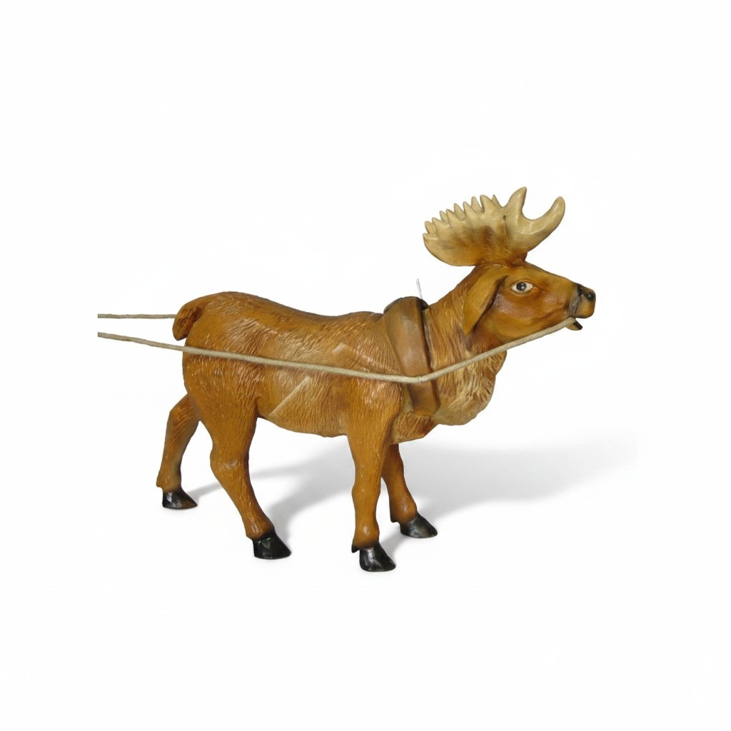 Orange colored decorative sculpture designed as reindeer 50x65cm
