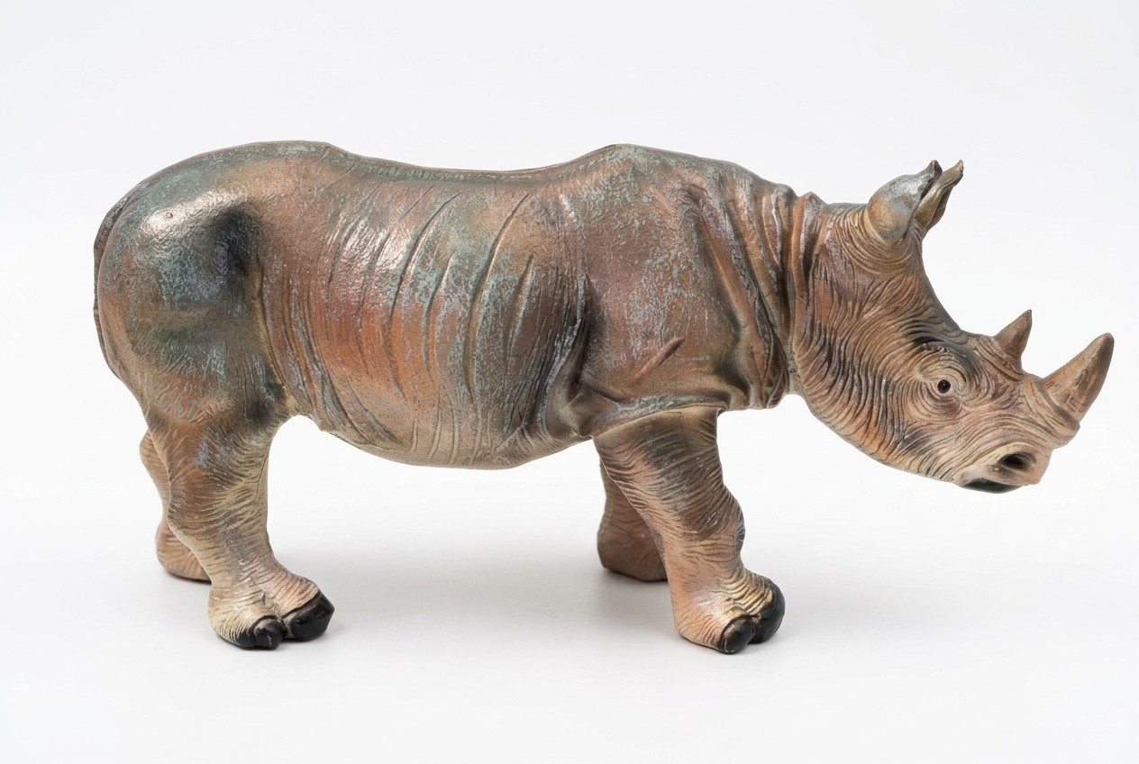 Decorative sculpture designed as an original colored grey rhino 37x73x25cm