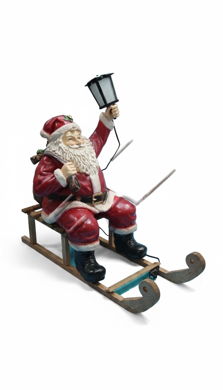 Christmas lighting decorative figure designed as santa claus on a sleigh 65x80cm