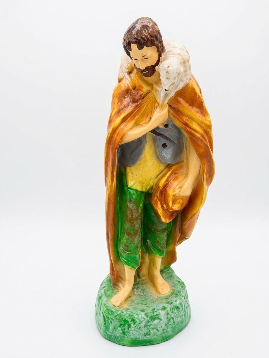 Decorative colorful sculpture designed as barefoot shepherd 50cm