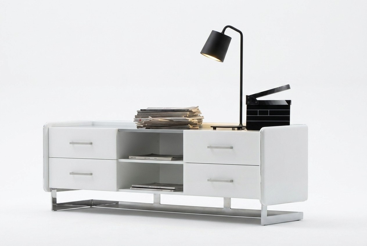 Design Sideboard RTV TV Cabinet Chest of drawers Lowboard Leather White Chests of drawers
