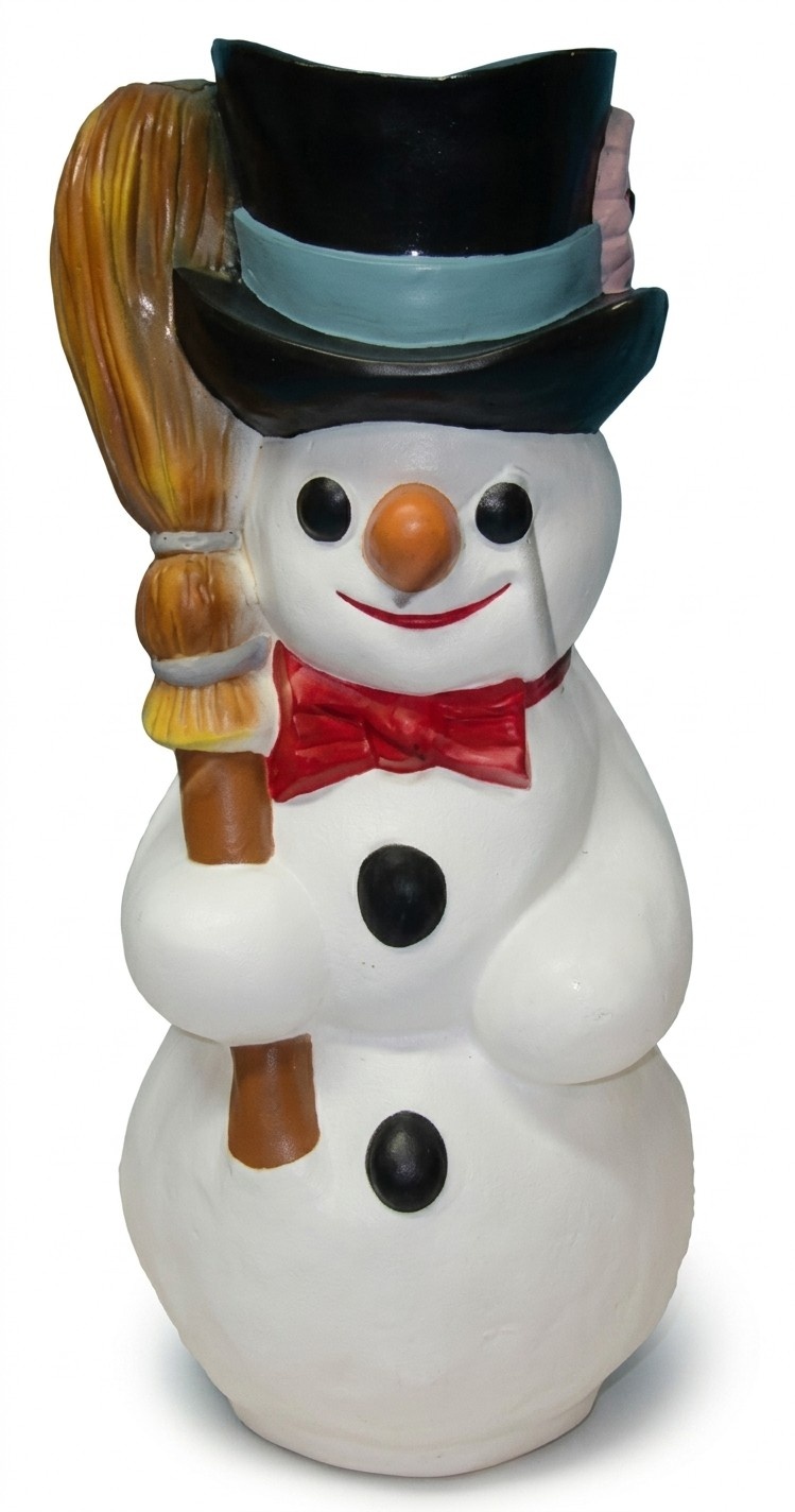 Christmas decorative sculpture designed as a snowman with a broom 86cm