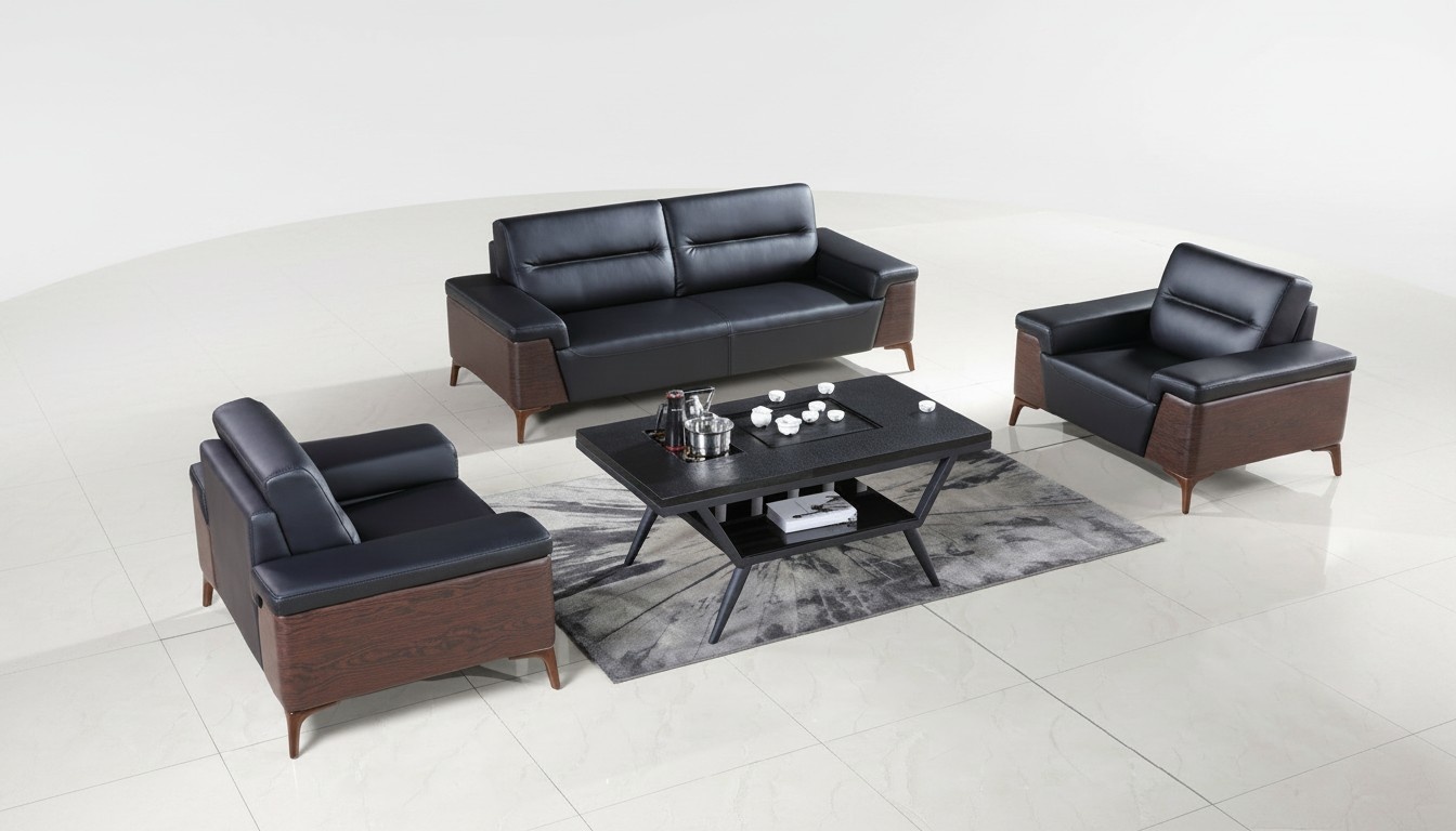 Design sofa set 3+1+1 seater leather couch upholstered sofas office furniture new
