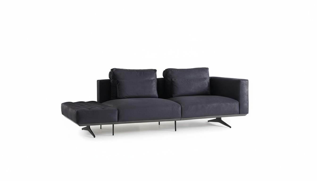 Design Sofa Set 3 Seater Textile Couch Upholstery Sofa Couches Black