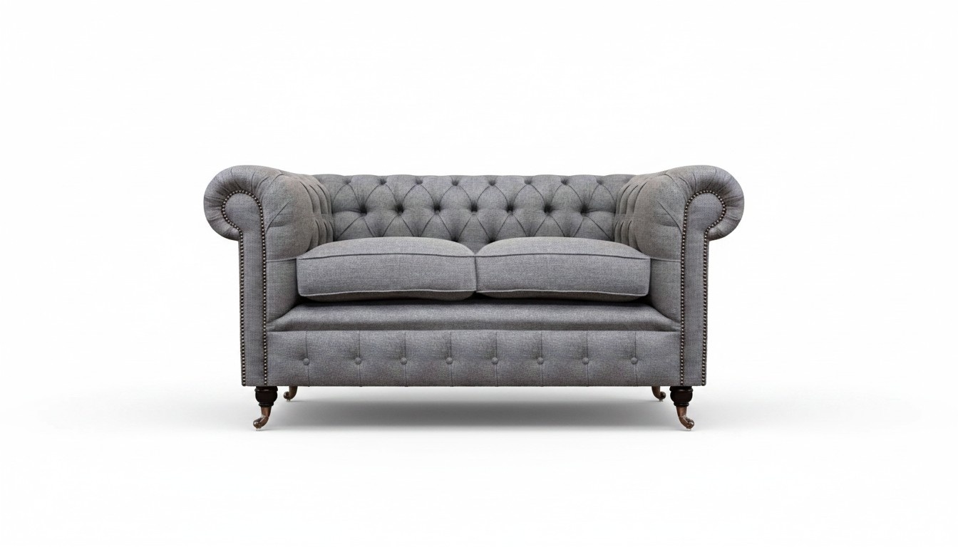 Design Sofa Upholstery Couch Gray Luxury Textile Two-Seater Sofas Chesterfield