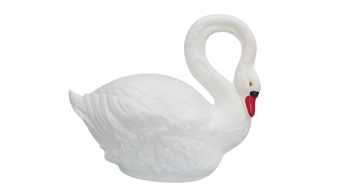 Decorative garden sculpture designed as an original white colored swan 52x65cm